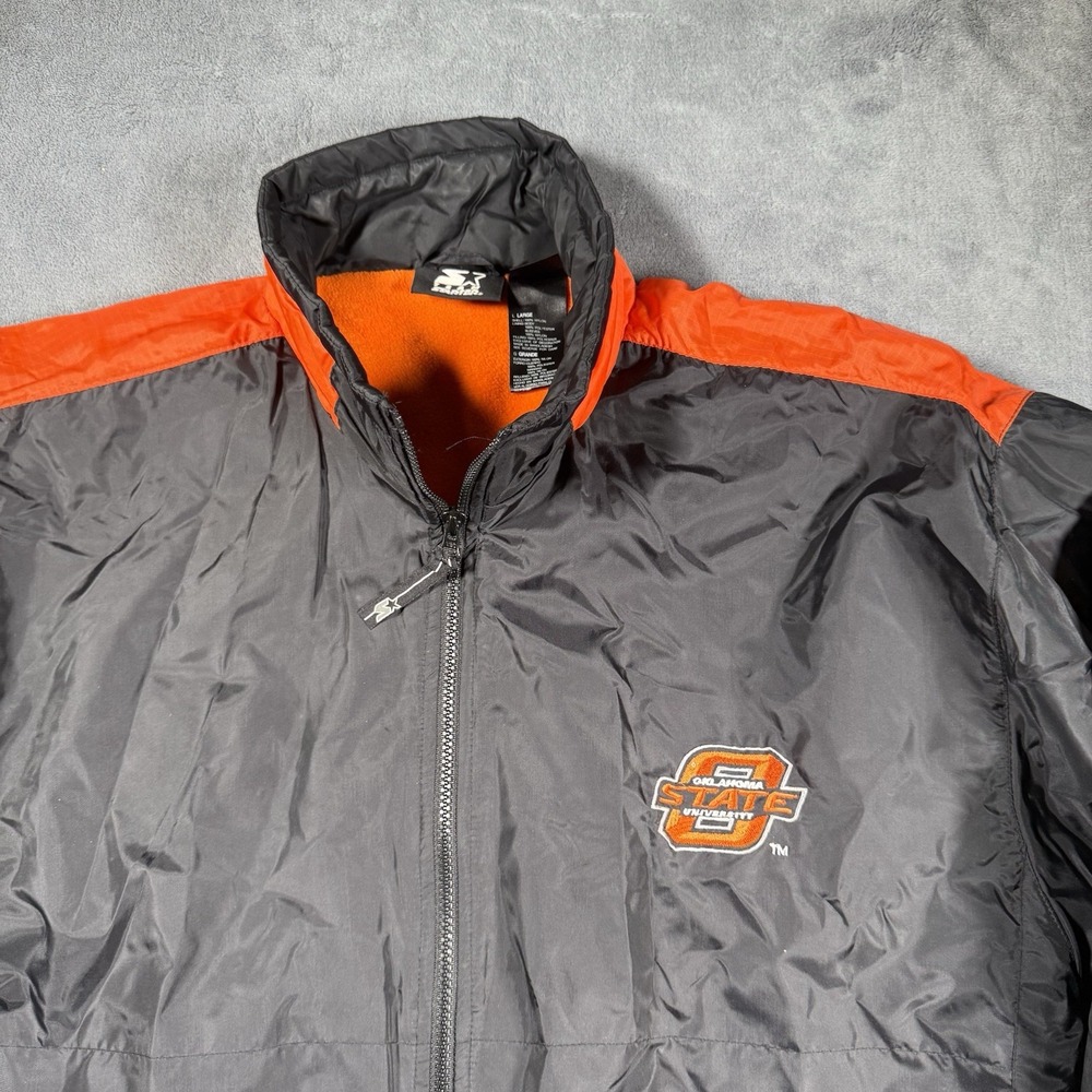 Oklahoma State Cowboys Starter Fleece Lined Jacket Size Men's Large Vintage - Picture 2 of 11